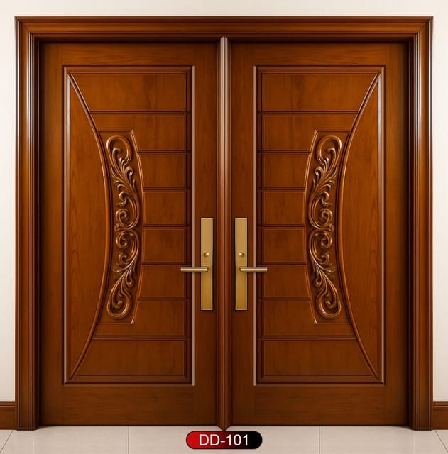 Wood World PVT. Ltd. - Best quality wooden door and frame manufacturing company in Dhaka, Bangladesh. Double Door Design Door Model DD-101