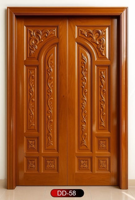 Wood World PVT. Ltd. - Best quality wooden door and frame manufacturing company in Dhaka, Bangladesh. Double Door Design Door Model DD-58