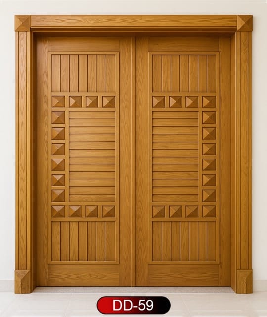 Wood World PVT. Ltd. - Best quality wooden door and frame manufacturing company in Dhaka, Bangladesh. Double Door Design Door Model DD-59
