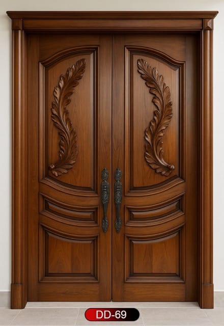 Wood World PVT. Ltd. - Best quality wooden door and frame manufacturing company in Dhaka, Bangladesh. Double Door Design Door Model DD-69